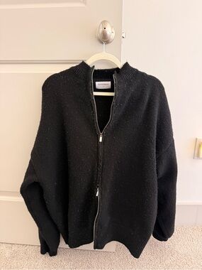 Peppermayo Black Full-Zip Cozy Knit Jacket